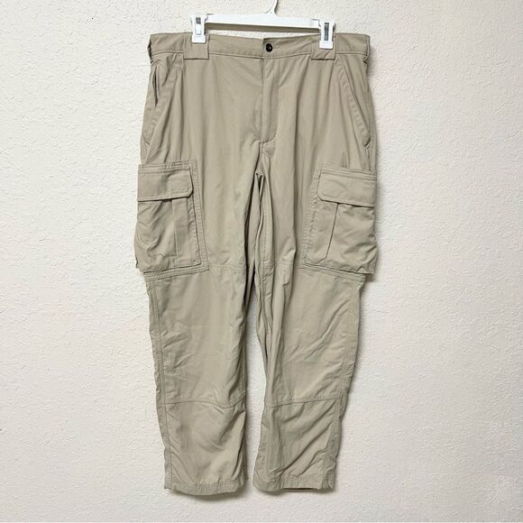 Duluth Dry On The Fly Cargo Pants Mens Size XLx30 Beige Relaxed Fit Nylon